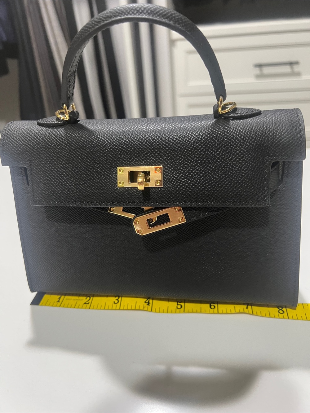 Hermes look Classic Black Top-Handle Crossbody with Gold Hardware, brand new